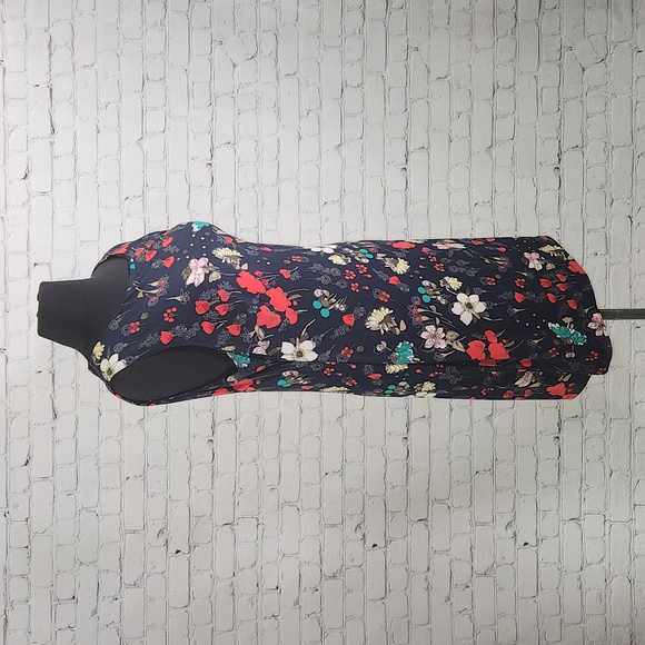 Tommy Hilfiger Navy Blue Floral Print Sheath Dress - Size 14 - Picture 4 of 10